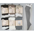 Solid Knitted Long Stocking with Lace Trim